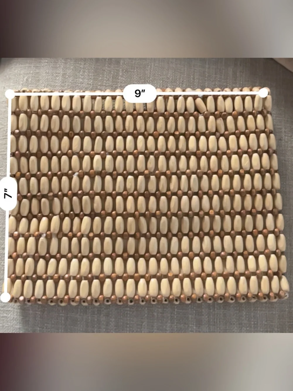 Sigrid Olsen Beaded Wood Bead Clutch in Cream and Brown